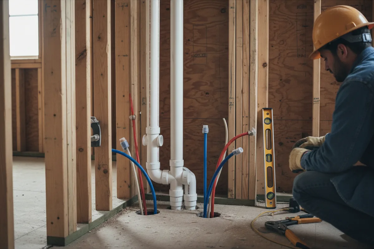 Drain and supply rough-in during Leak Detection in Coatesville